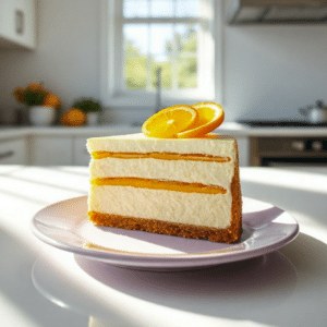 Imagen de una tarta de queso con cítricos.